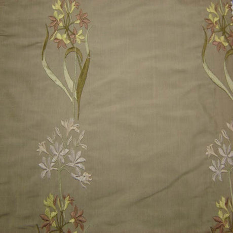 Honora Floral Embroidered Silk Fabric - Brass, Cafe, Fawn, Oyster, Red, Sage, Taupe, 54" Width (1 Yard)