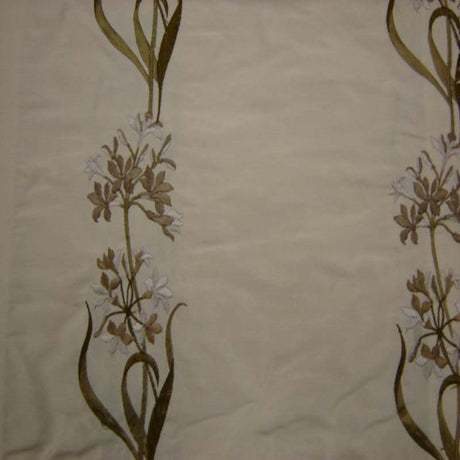 Honora Floral Embroidered Silk Fabric - Brass, Cafe, Fawn, Oyster, Red, Sage, Taupe, 54" Width (1 Yard)