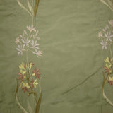 Honora Floral Embroidered Silk Fabric - Brass, Cafe, Fawn, Oyster, Red, Sage, Taupe, 54" Width (1 Yard)