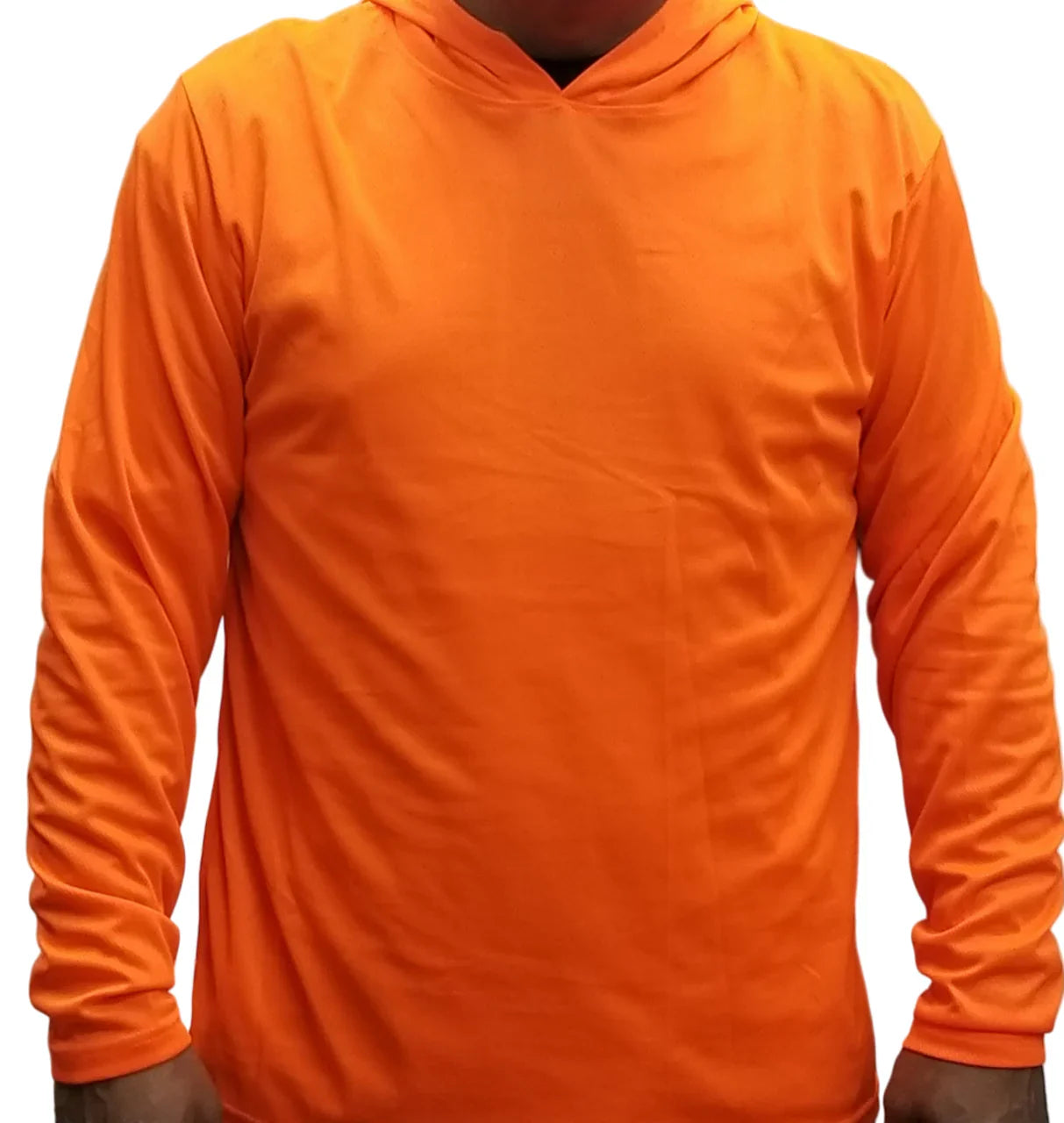 Hooded Longsleeve Polyester Fabric - Safety Orange, Hooded, Long Sleeve (1 Piece)