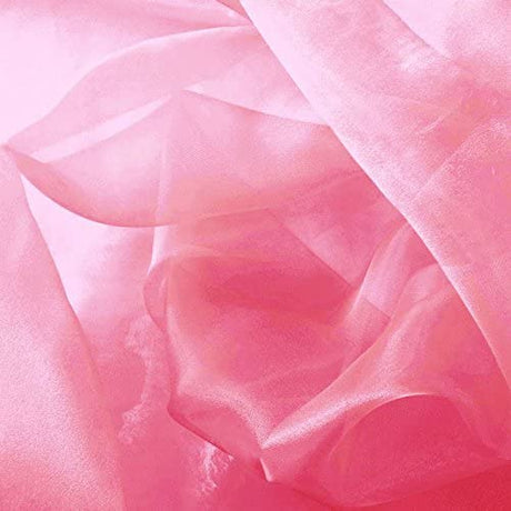 Hot Pink Sparkle Crystal Sheer Organza Fabric - Hot Pink Sparkle Crystal Sheer, 60" Width
