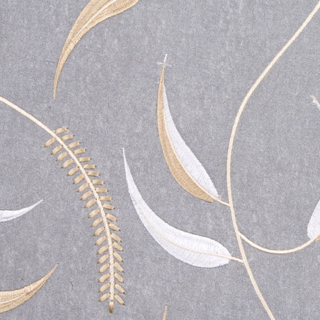White/Soft Gray/Bronze/Cream Floral Organza