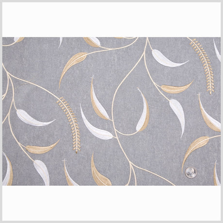 White/Soft Gray/Bronze/Cream Floral Organza