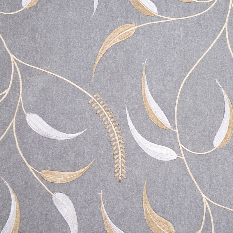White/Soft Gray/Bronze/Cream Floral Organza