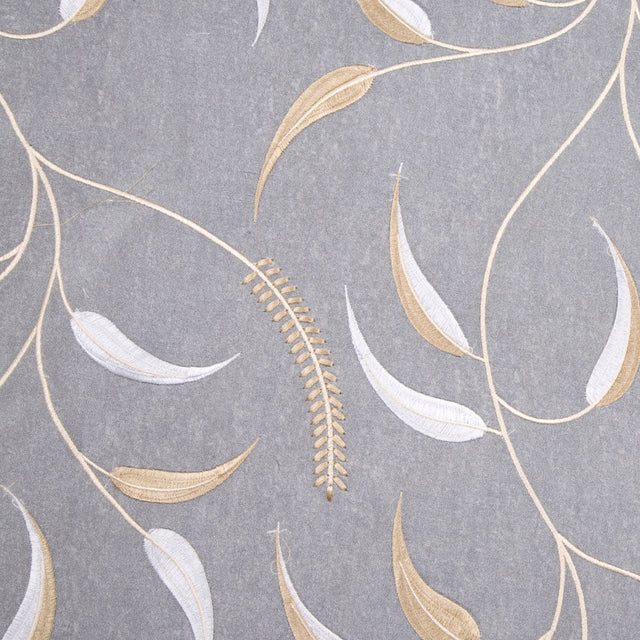 White/Soft Gray/Bronze/Cream Floral Organza