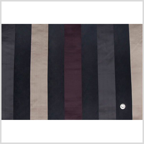Black/Deep Plum/Dirty Beige Stripes Woven