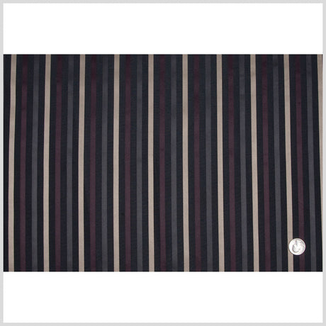 Black/Deep Plum/Dirty Beige Stripes Woven
