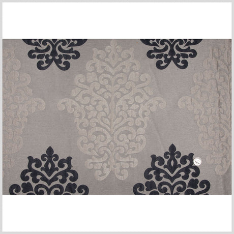 Ivory/Dirty Beige/Charcoal Damask Brocade