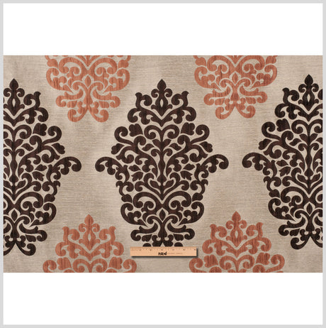Cappuccino/Terracotta/Chocolate Damask Brocade
