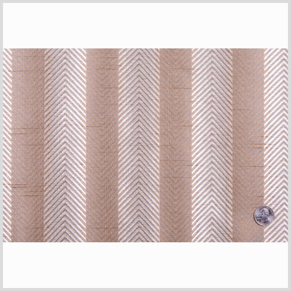 Bronze/Candlelight Glow Silver Stripes Shantung /Dupioni