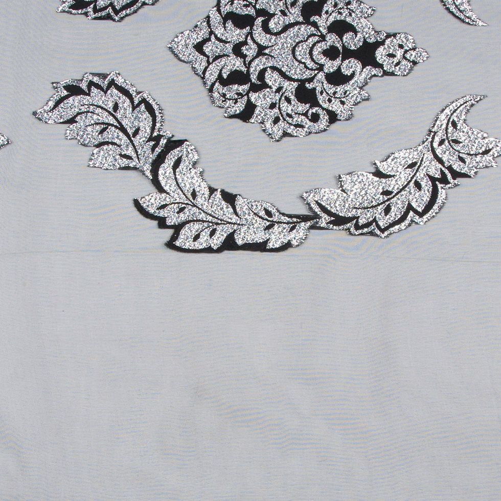 Black/Silver Damask Sheer