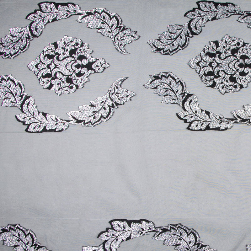 Black/Silver Damask Sheer