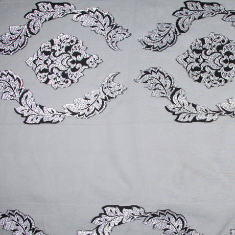 Black/Silver Damask Sheer
