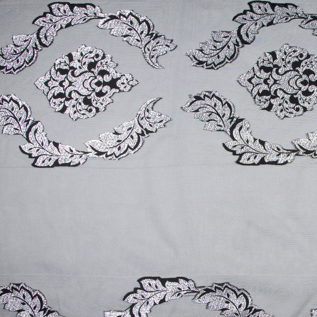 Black/Silver Damask Sheer