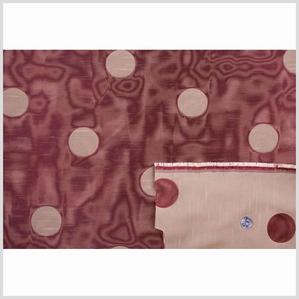 Victorian Gold/Burgundy Polka Dots Shantung /Dupioni