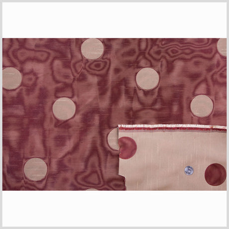 Victorian Gold/Burgundy Polka Dots Shantung /Dupioni