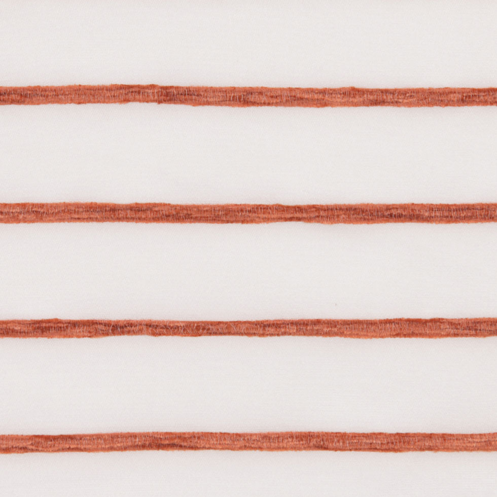 Ivory/Orange Stripes Striped Sheer