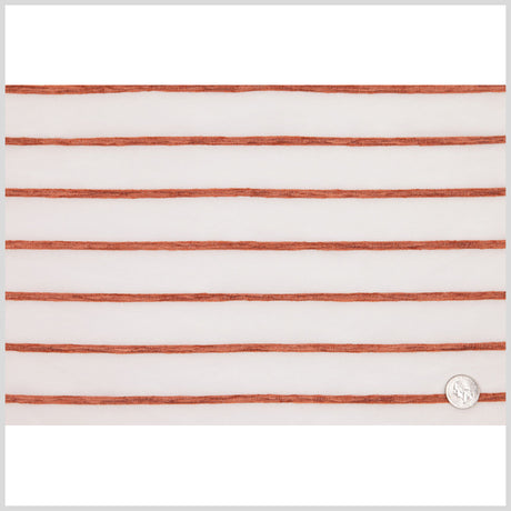 Ivory/Orange Stripes Striped Sheer
