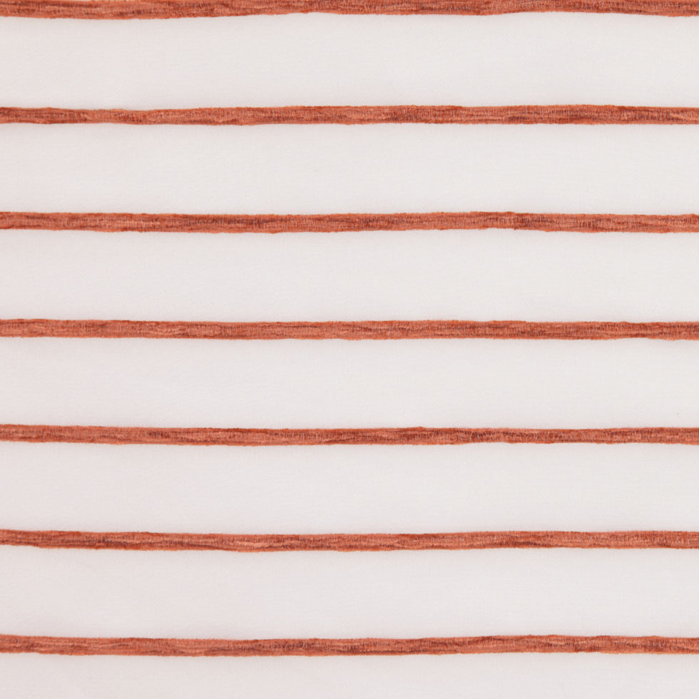 Ivory/Orange Stripes Striped Sheer