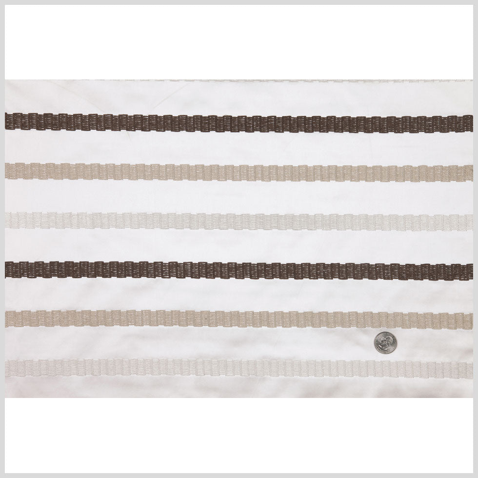 Linen/Brown Stripes Embroidery Stripe