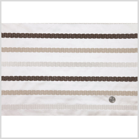 Linen/Brown Stripes Embroidery Stripe