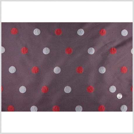 Heather Gray/Garnet/Silver Polka Dots Brocade