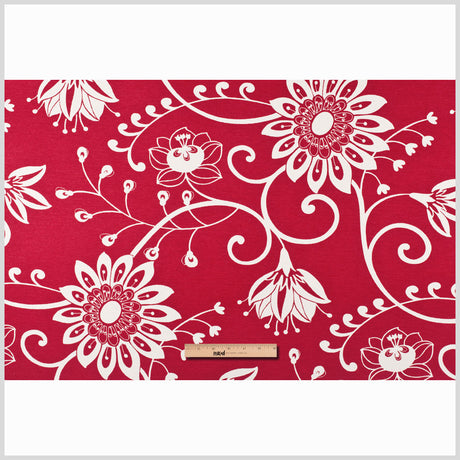 Off-White/Primary Red Floral Canvas