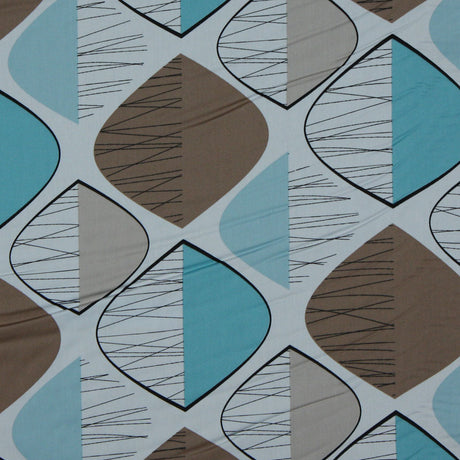 White/Light Teal/Taupe Geometric Prints