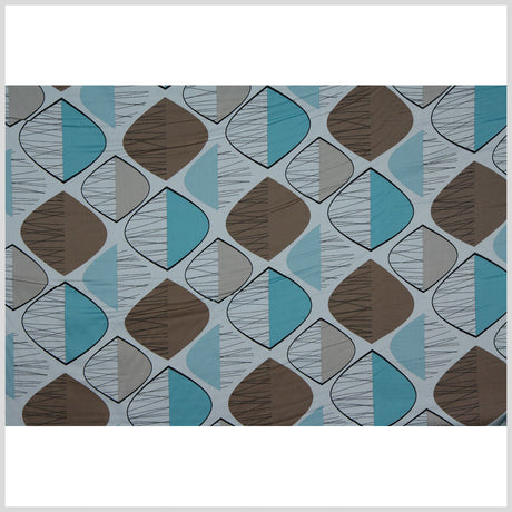 White/Light Teal/Taupe Geometric Prints