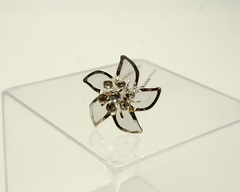 Silver Rhinestone Flower Hair Pins Metal Bobby Pins 72 Pack