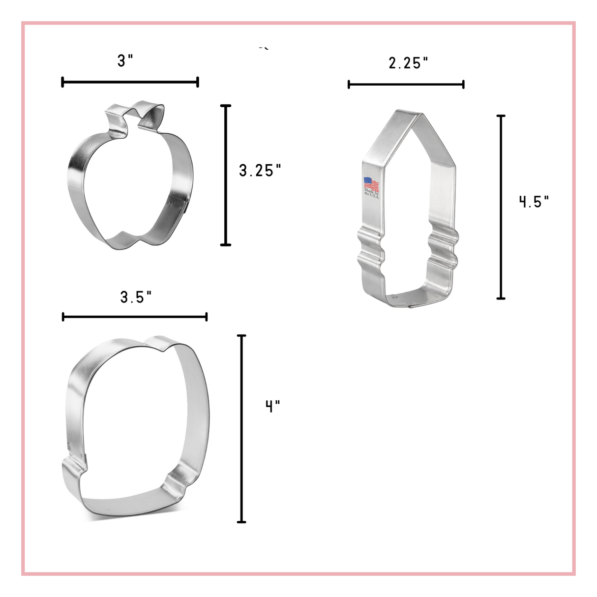 Back To School 3 Pc. Cookie Cutter Set