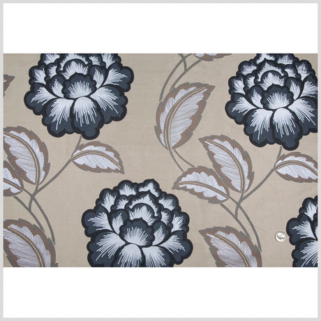 Antique Gold/Ebony Floral Shantung /Dupioni