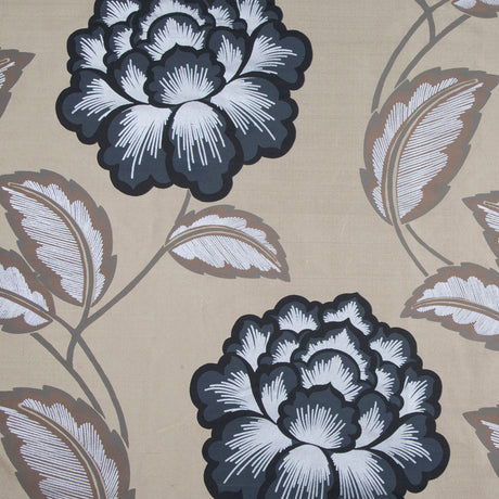 Antique Gold/Ebony Floral Shantung /Dupioni