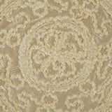 Light Canary Chenille Medallion Embroidered Silk Shantung