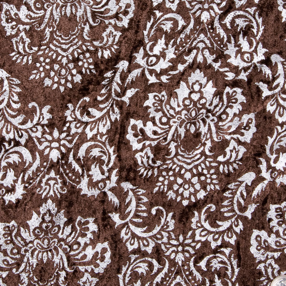 Dark Brown/Silver Damask Velvet