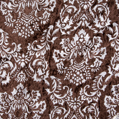 Dark Brown/Silver Damask Velvet
