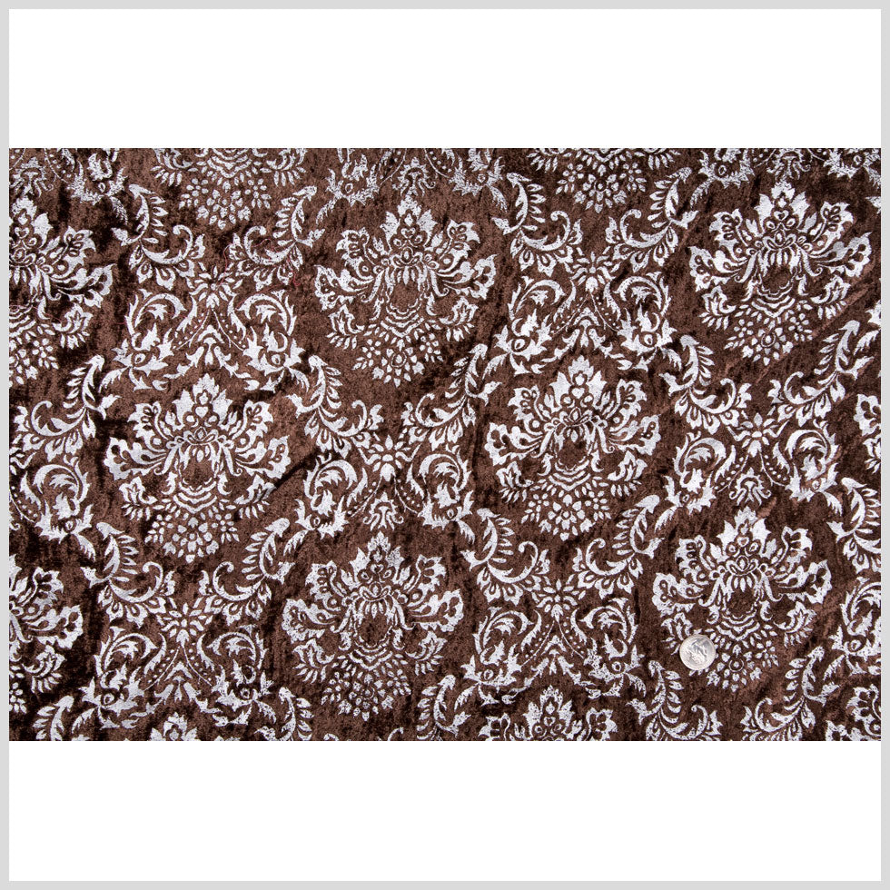 Dark Brown/Silver Damask Velvet