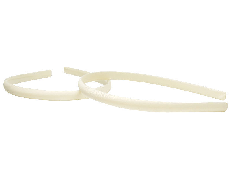 1/4" Ivory Satin Covered Headbands - Pack of 12 Plain Headbands