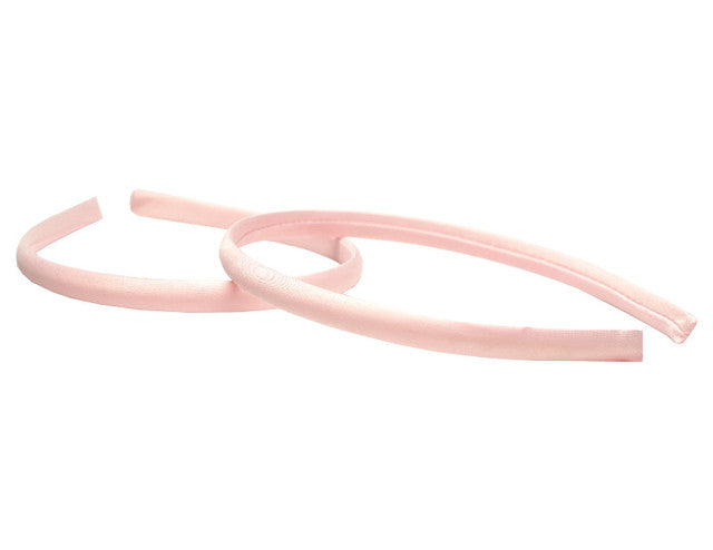 1/4" Pink Satin Covered Headbands - Pack of 12 Plain Headbands