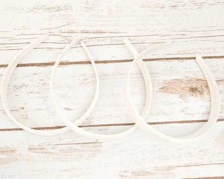1/2" White Satin Covered Headbands - Pack of 12 Plain Headbands