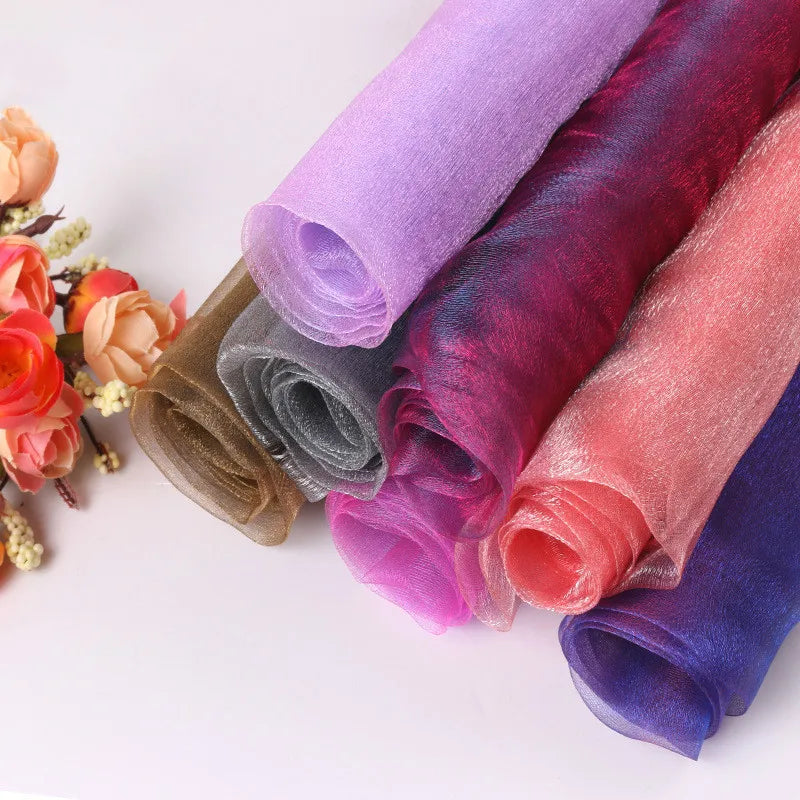 5m/lot Crystal Organza Tulle Roll Fabric For Draping Wedding Ceremony Party Home Decoration Wedding flowers arch 23 colours