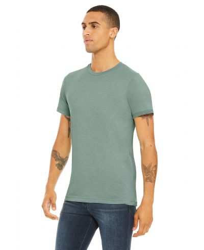 Bella Canvas 3001CVC CVC Cotton Poly Fabric - Heather Dusty Blue, Short Sleeve, Crew Neck, Unisex, 4.2 Oz, 32 Single (1 Unit)