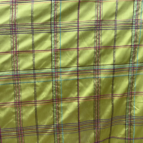 Hudson Silk Fabric - Multicolored Stripe Plaid, 54" Width (1 Yard)