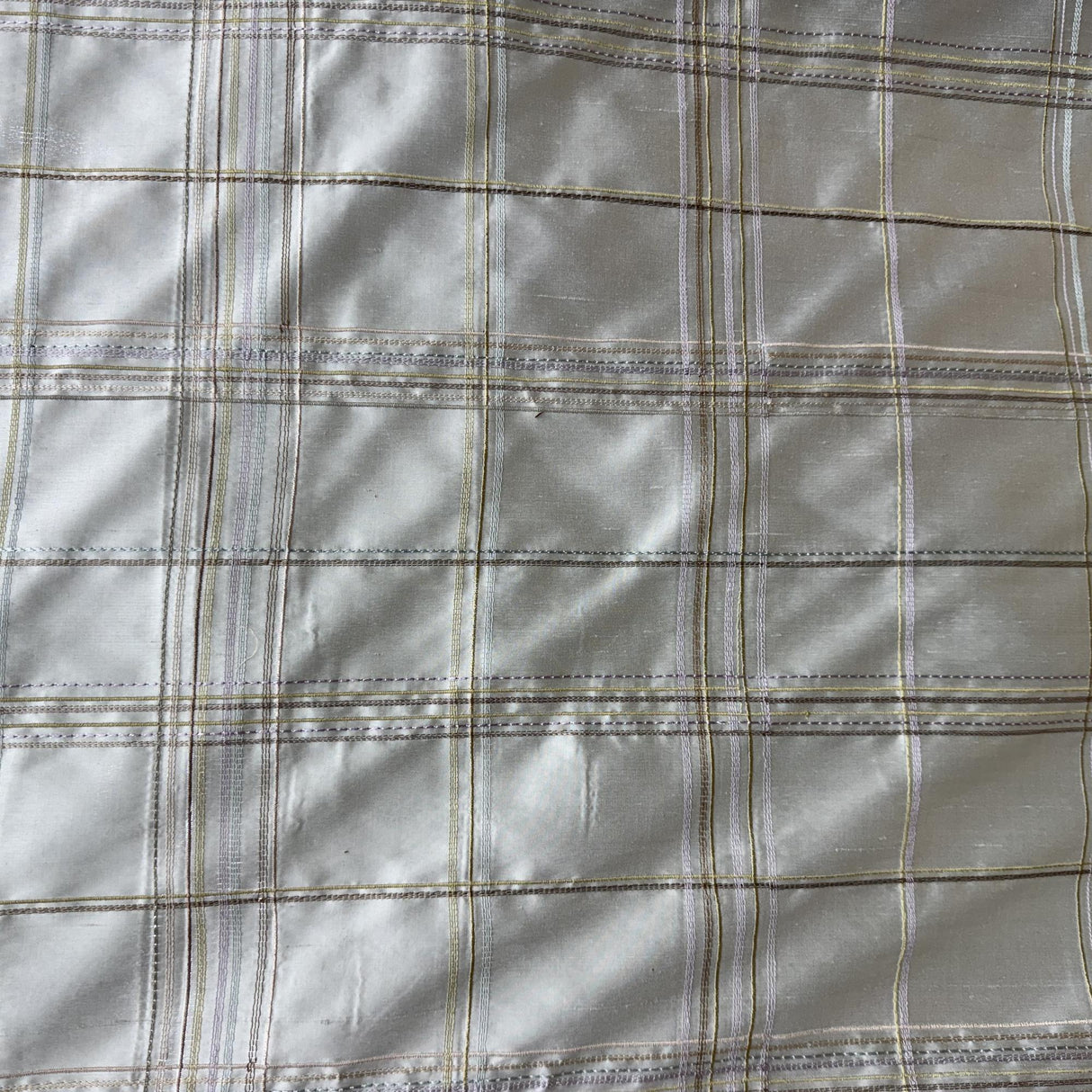 Hudson Silk Fabric - Multicolored Stripe Plaid, 54" Width (1 Yard)