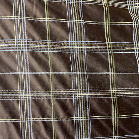 Hudson Silk Fabric - Multicolored Stripe Plaid, 54" Width (1 Yard)