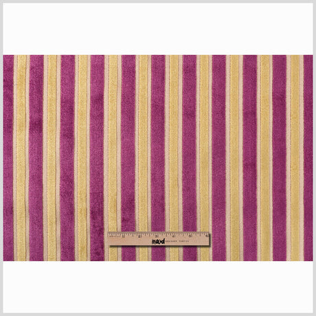 Lemon Fuchsia Stripes Velvet