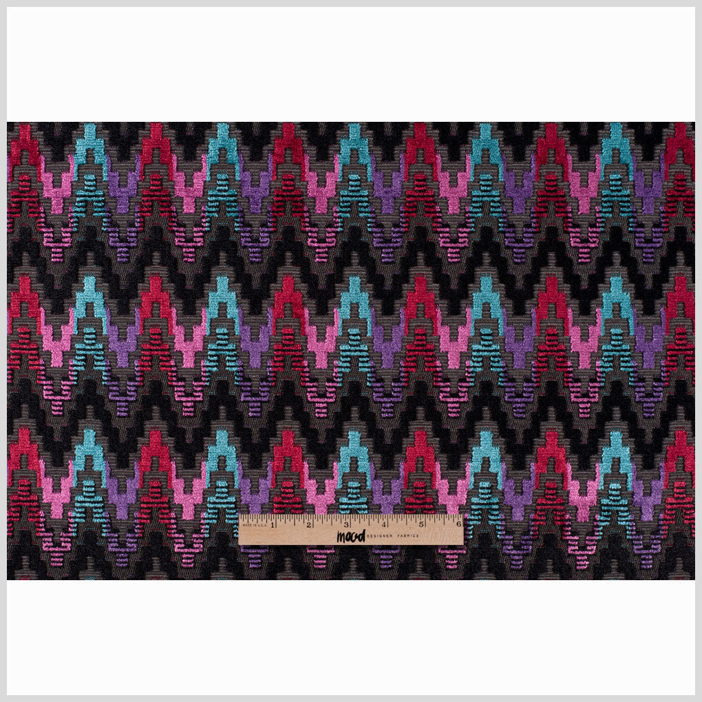 Zwart/Multi 6489 Ikat Velvet
