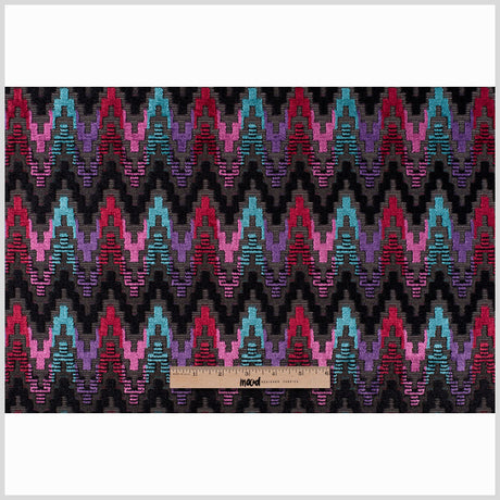 Zwart/Multi 6489 Ikat Velvet