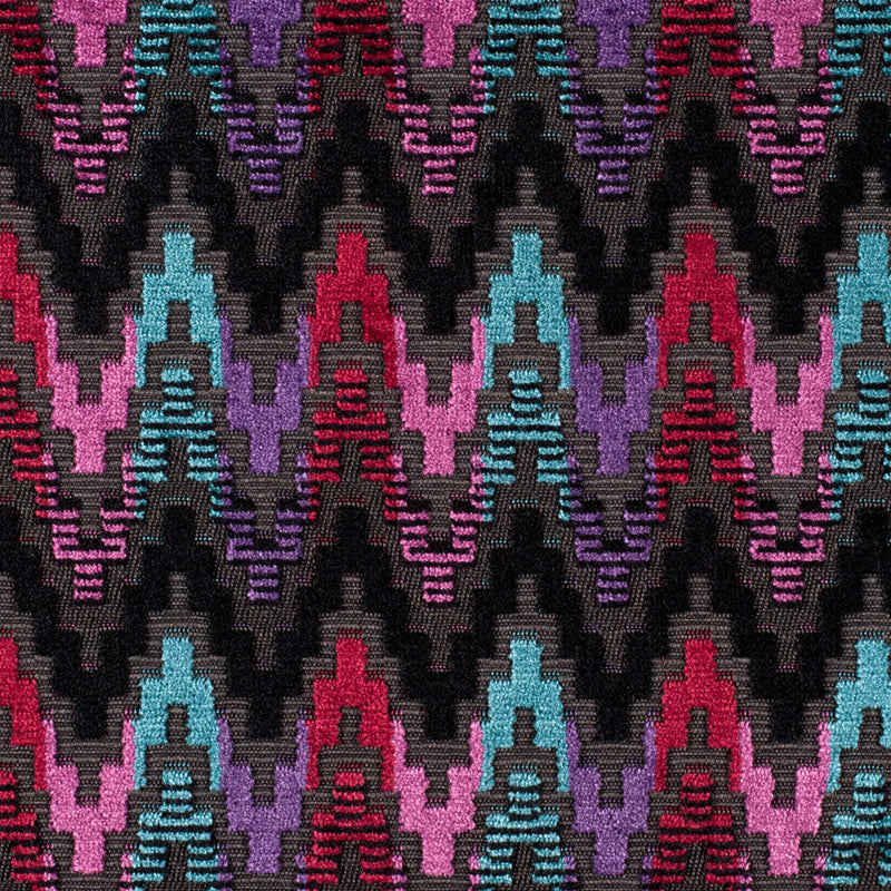 Zwart/Multi 6489 Ikat Velvet
