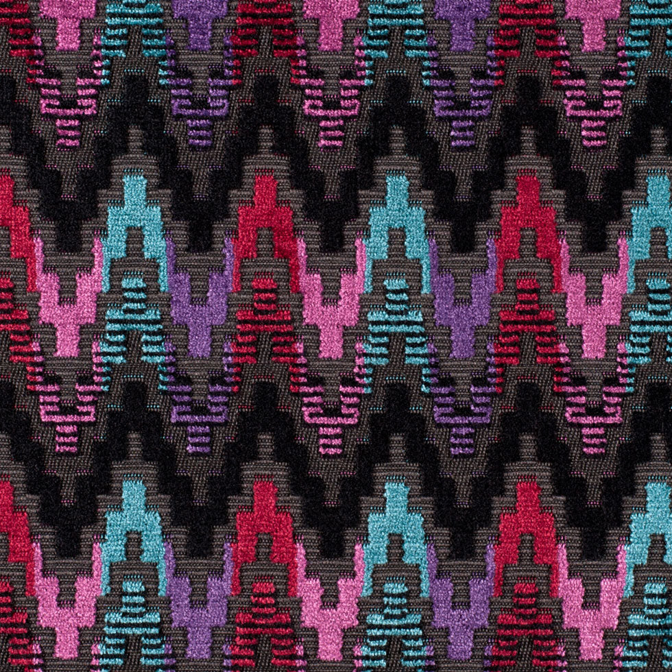 Zwart/Multi 6489 Ikat Velvet